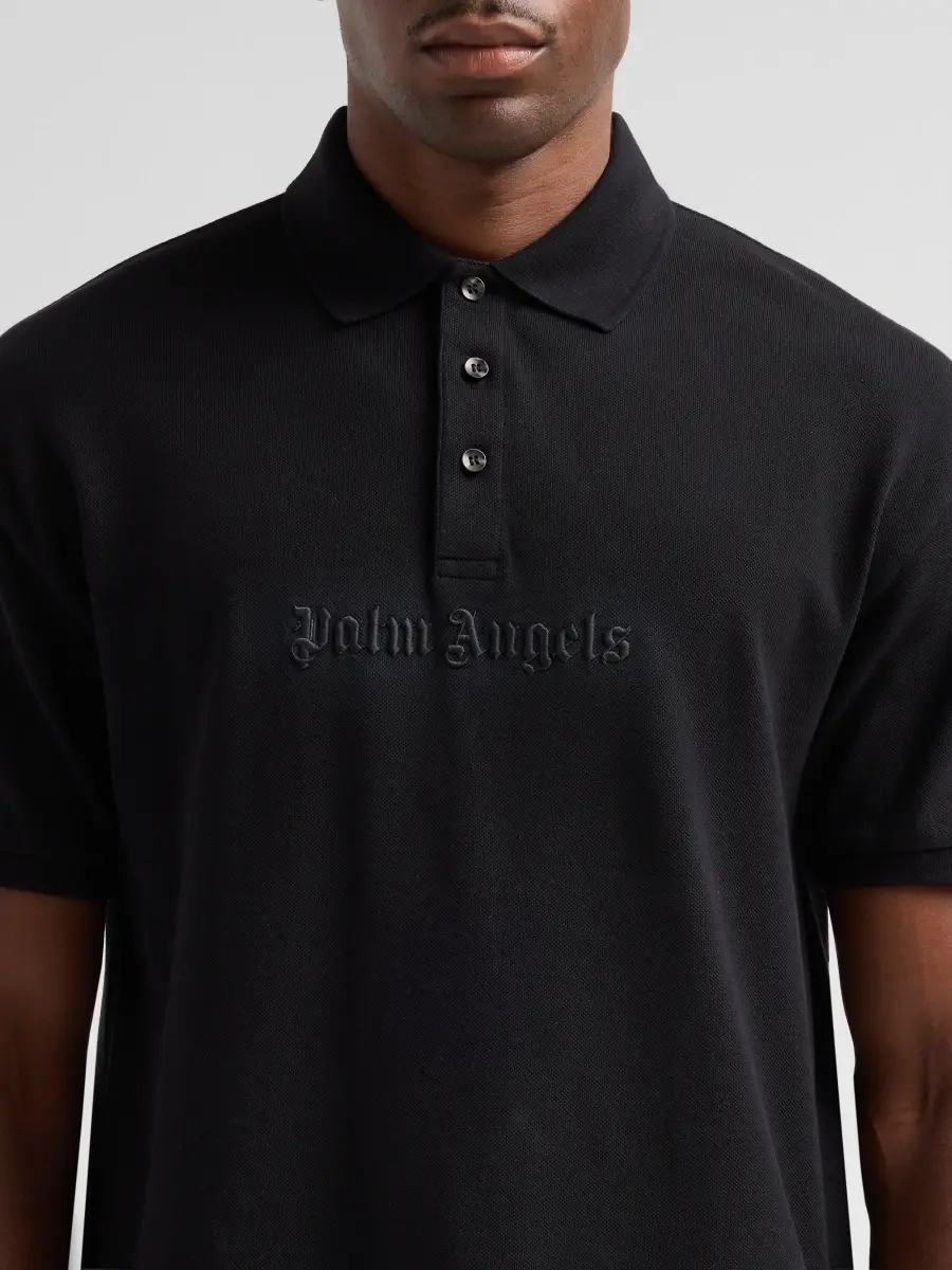 Palm Angels Men's Logo Spray Cotton Polo Shirt | Thumbnail 5