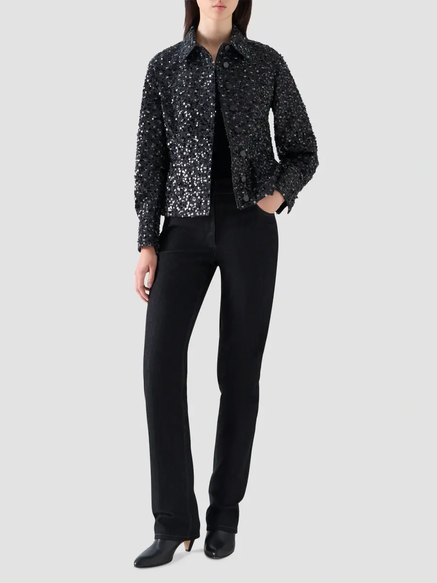 Akris punto Women's Starry Sky Sequined Denim Jacket | Thumbnail 2 Akris punto Women's Starry Sky Sequined Denim Jacket | Thumbnail 2