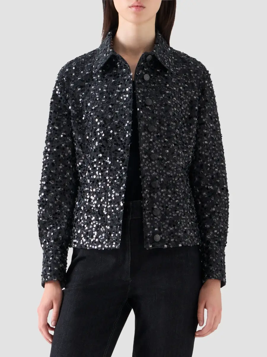 Akris punto Women's Starry Sky Sequined Denim Jacket | Thumbnail 4 Akris punto Women's Starry Sky Sequined Denim Jacket | Thumbnail 4