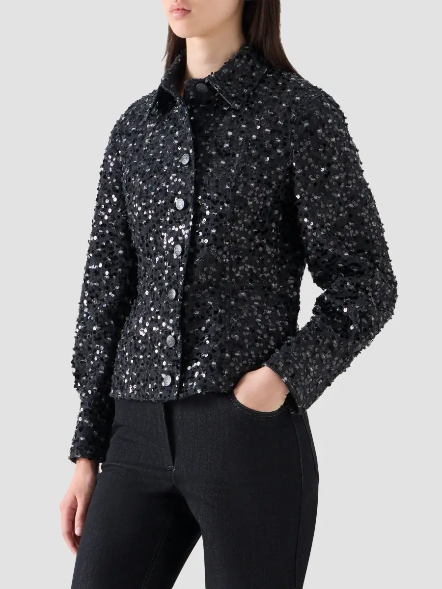 Akris punto Women's Starry Sky Sequined Denim Jacket | Thumbnail 6 Akris punto Women's Starry Sky Sequined Denim Jacket | Thumbnail 6
