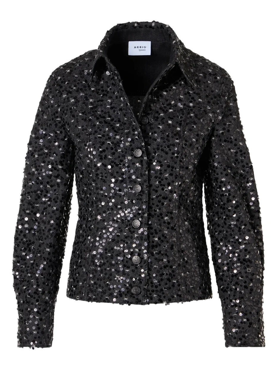 Akris punto Women's Starry Sky Sequined Denim Jacket