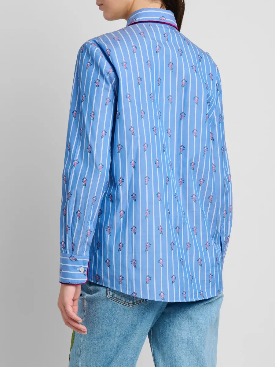 Etro Women's Floral Striped Cotton Button-Front Shirt | Thumbnail 3