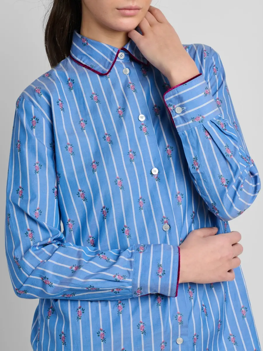 Etro Women's Floral Striped Cotton Button-Front Shirt | Thumbnail 5