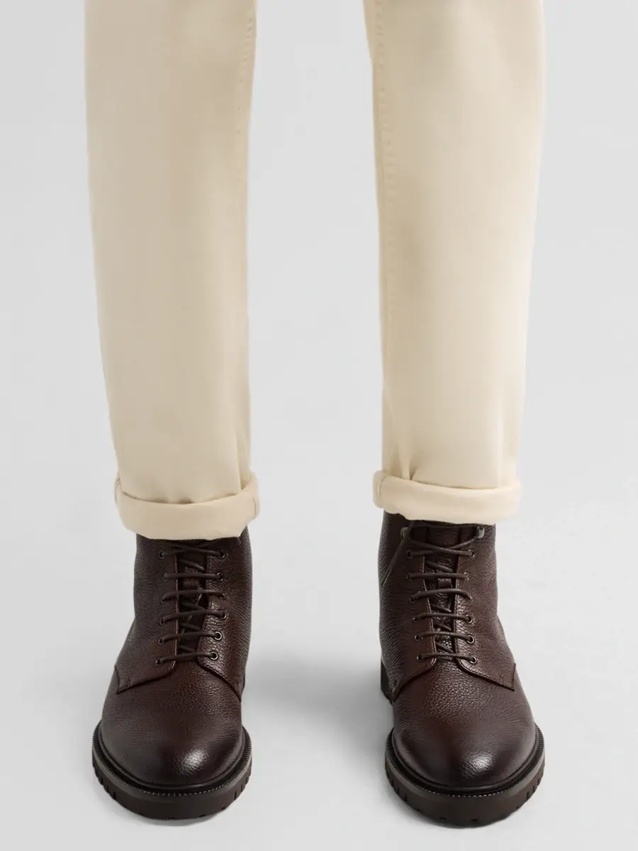 Brunello Cucinelli Men's Shearling-Lined Leather Ankle Boots | Thumbnail 2