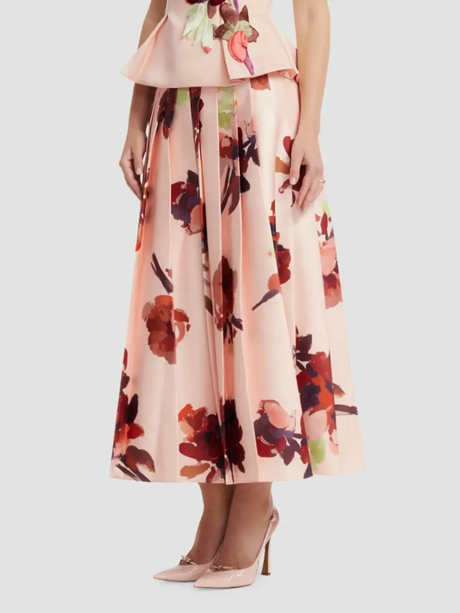 LEO LIN Women's June Reverie Floral Pleated Midi Skirt | Thumbnail 5