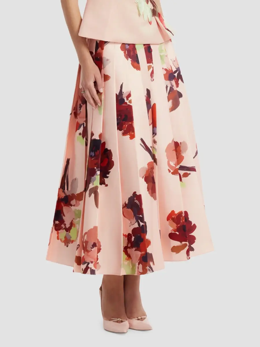 LEO LIN Women's June Reverie Floral Pleated Midi Skirt | Thumbnail 6