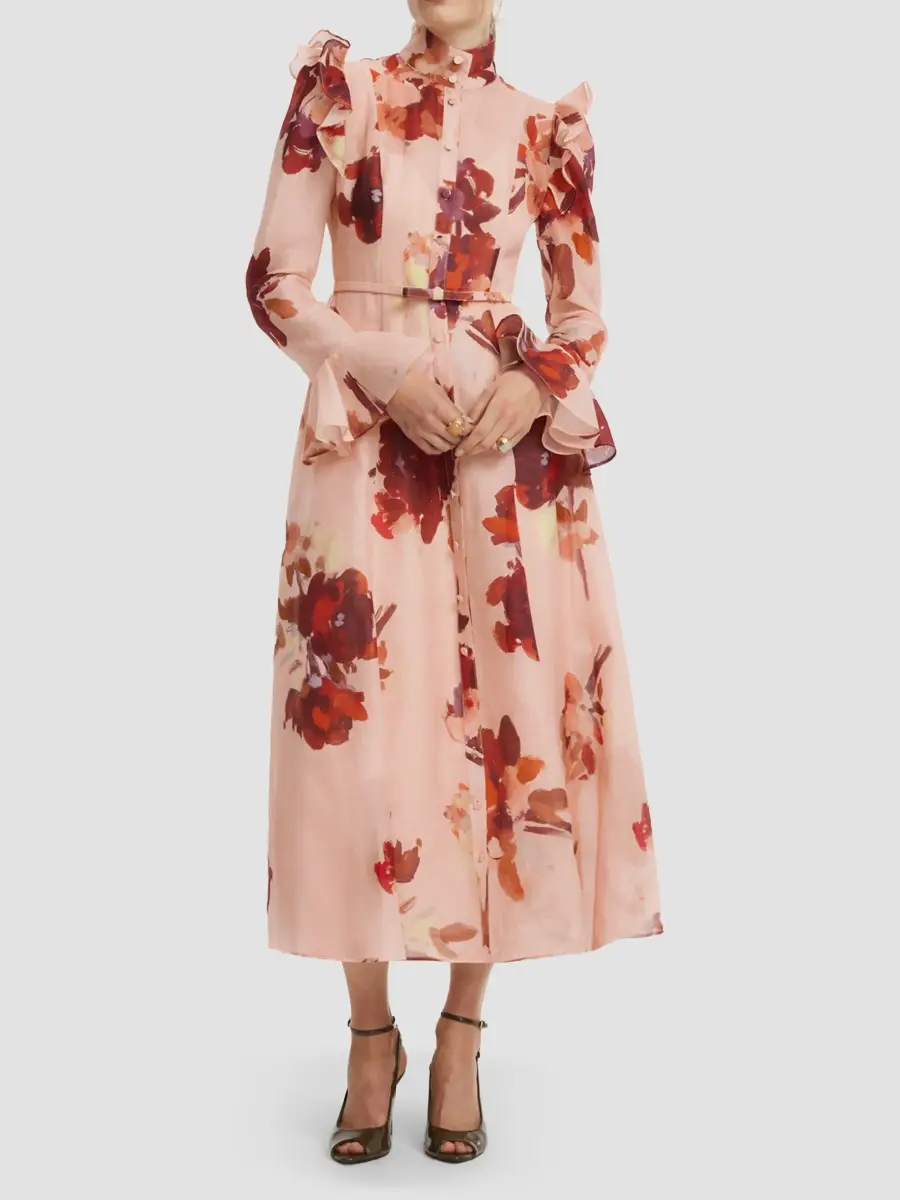 LEO LIN Women's Sojourn Katrina Floral Silk-Linen Midi Dress | Thumbnail 2