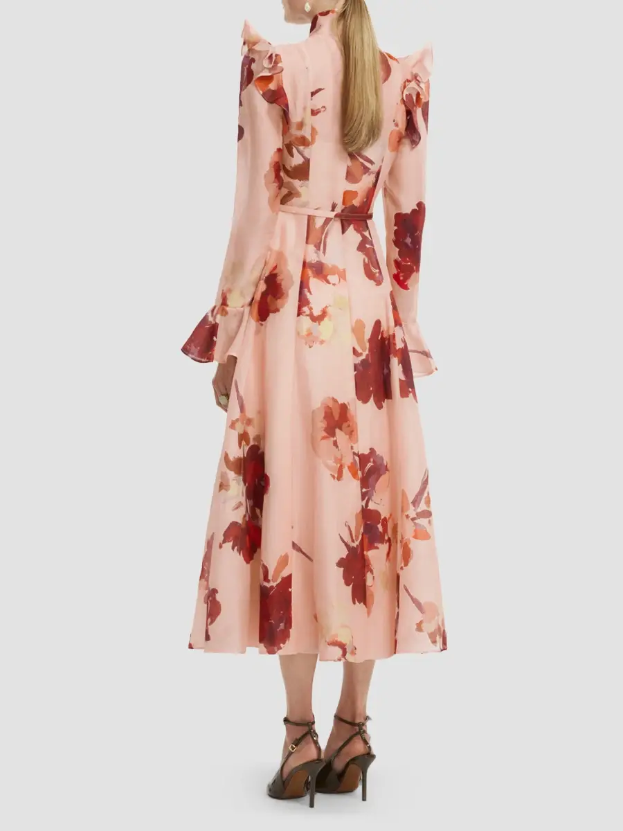 LEO LIN Women's Sojourn Katrina Floral Silk-Linen Midi Dress | Thumbnail 3