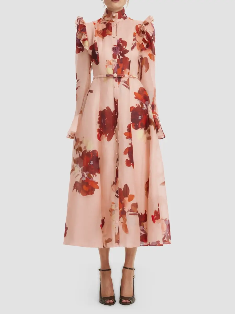 LEO LIN Women's Sojourn Katrina Floral Silk-Linen Midi Dress | Thumbnail 4