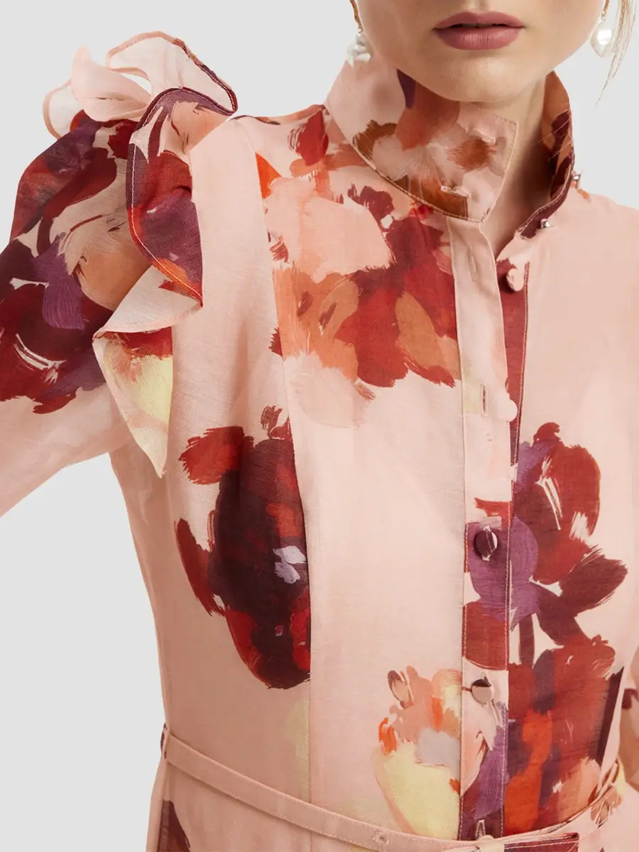 LEO LIN Women's Sojourn Katrina Floral Silk-Linen Midi Dress | Thumbnail 5