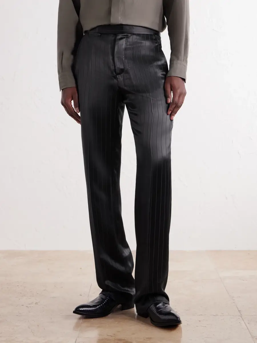 Tom Ford Straight-Leg Pinstriped Satin Suit Trousers - Men | Thumbnail 3