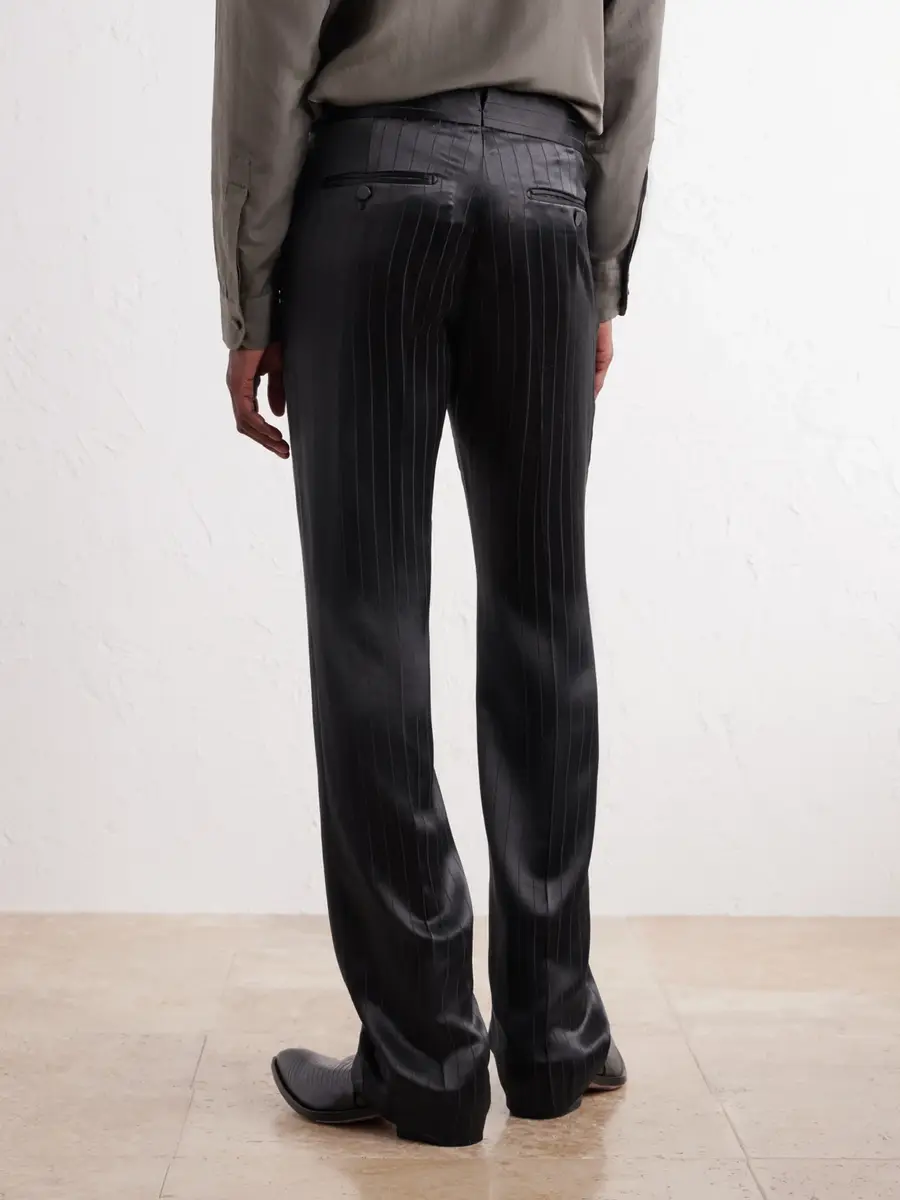 Tom Ford Straight-Leg Pinstriped Satin Suit Trousers - Men | Thumbnail 4