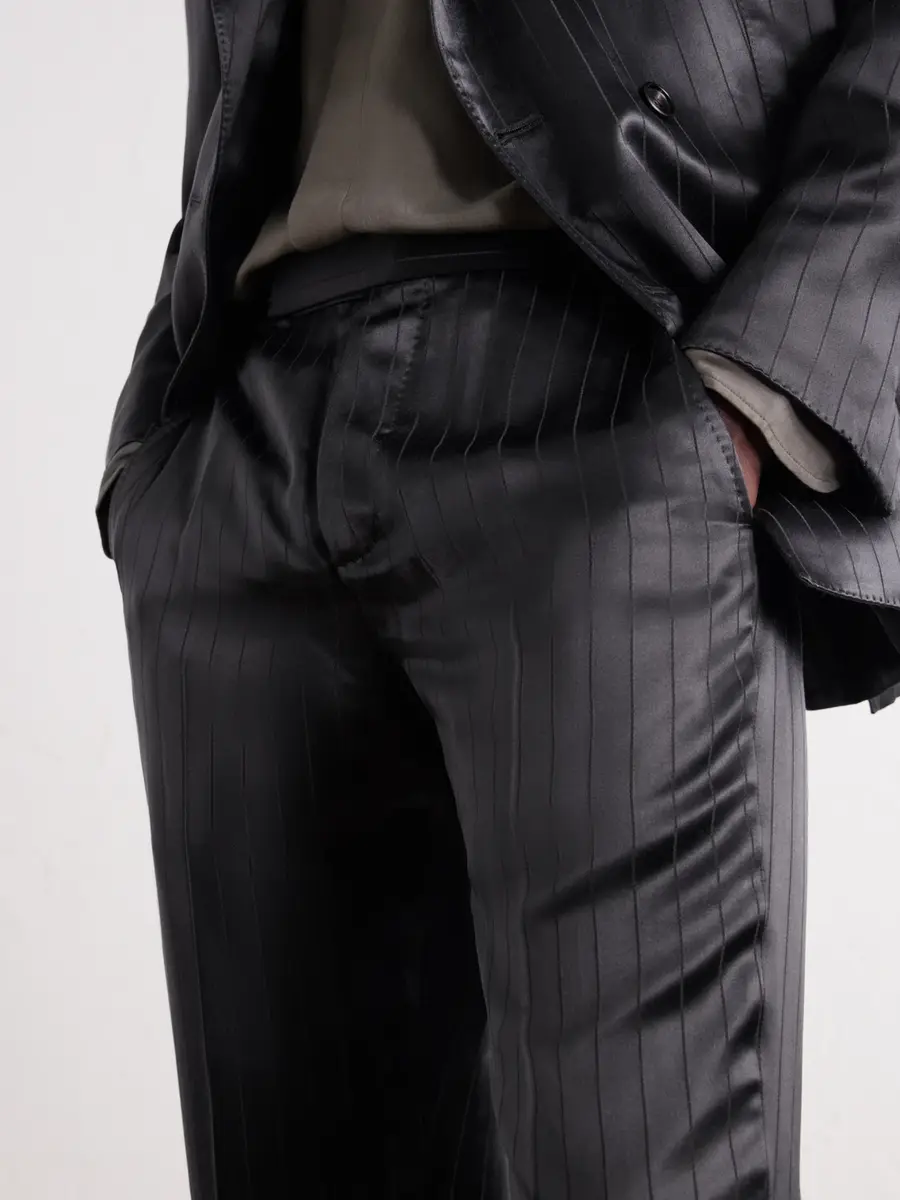 Tom Ford Straight-Leg Pinstriped Satin Suit Trousers - Men | Thumbnail 5
