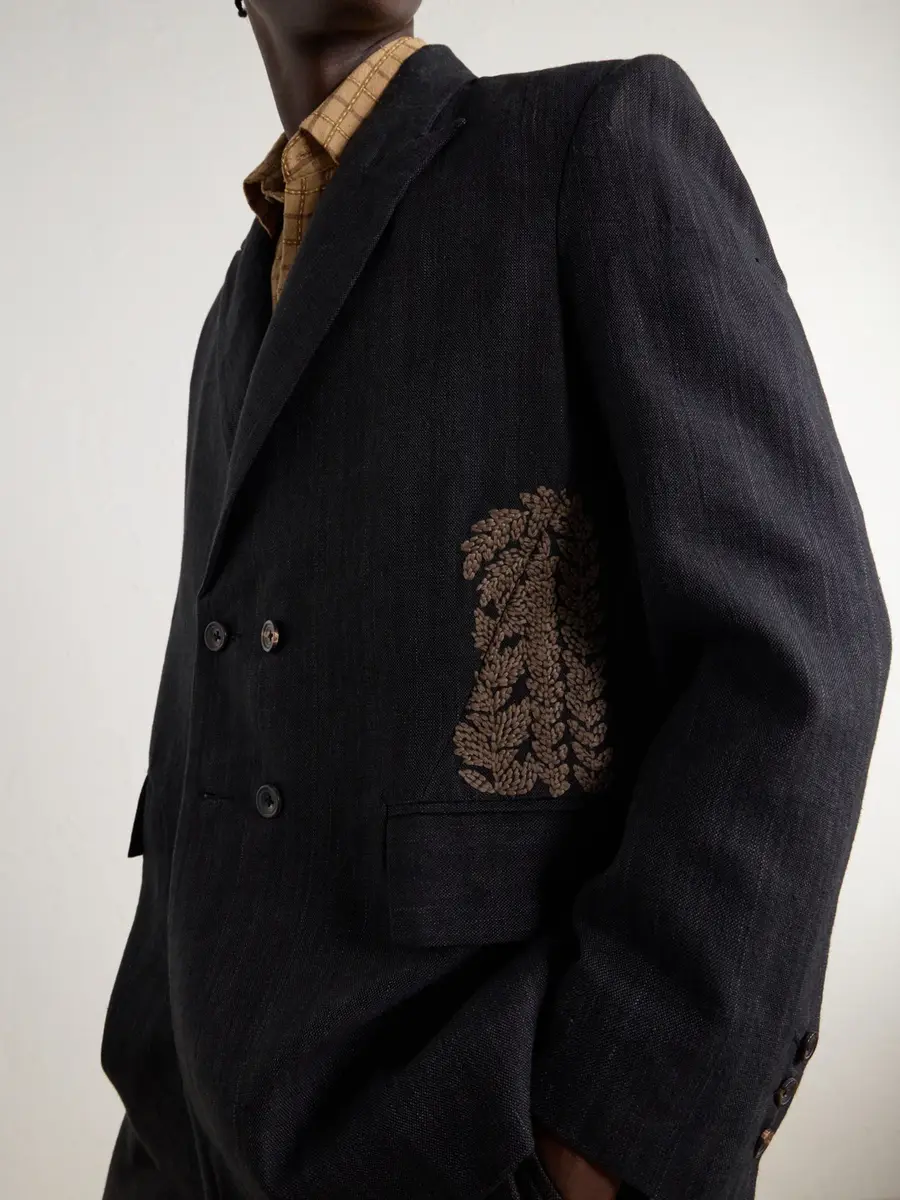 Kartik Research Double-Breasted Embroidered Handwoven Linen and Wool-Blend Suit Jacket - Men | Thumbnail 5 Kartik Research Double-Breasted Embroidered Handwoven Linen and Wool-Blend Suit Jacket - Men | Thumbnail 5