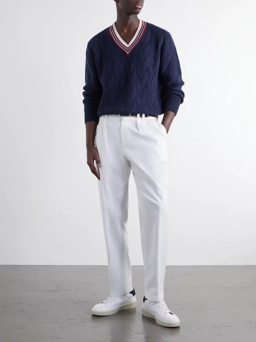 Canali Herringbone Wool and Cashmere-Blend Sweater - Men | Thumbnail 2