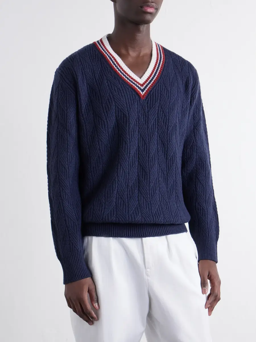 Canali Herringbone Wool and Cashmere-Blend Sweater - Men | Thumbnail 3