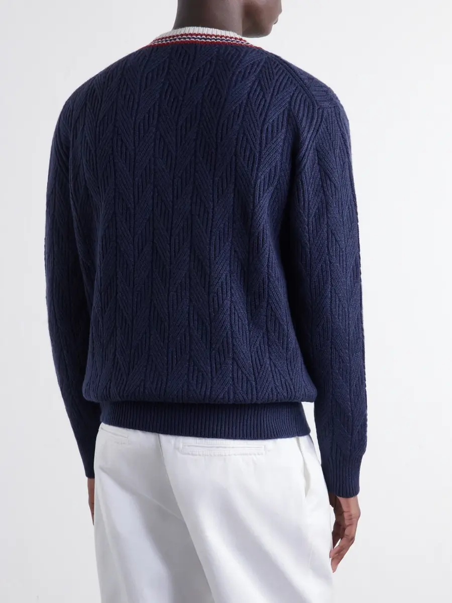 Canali Herringbone Wool and Cashmere-Blend Sweater - Men | Thumbnail 4