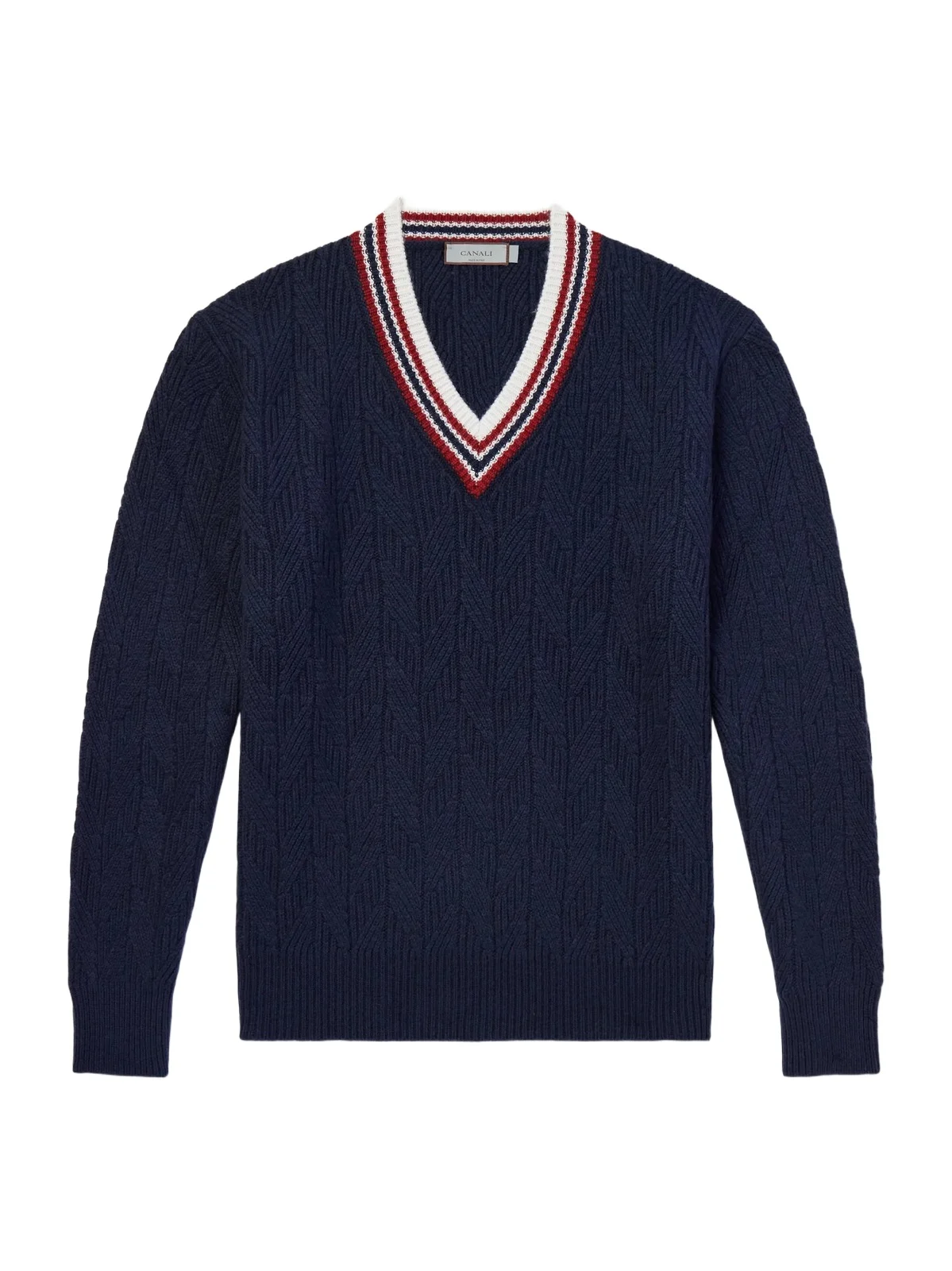 Canali Herringbone Wool and Cashmere-Blend Sweater - Men
