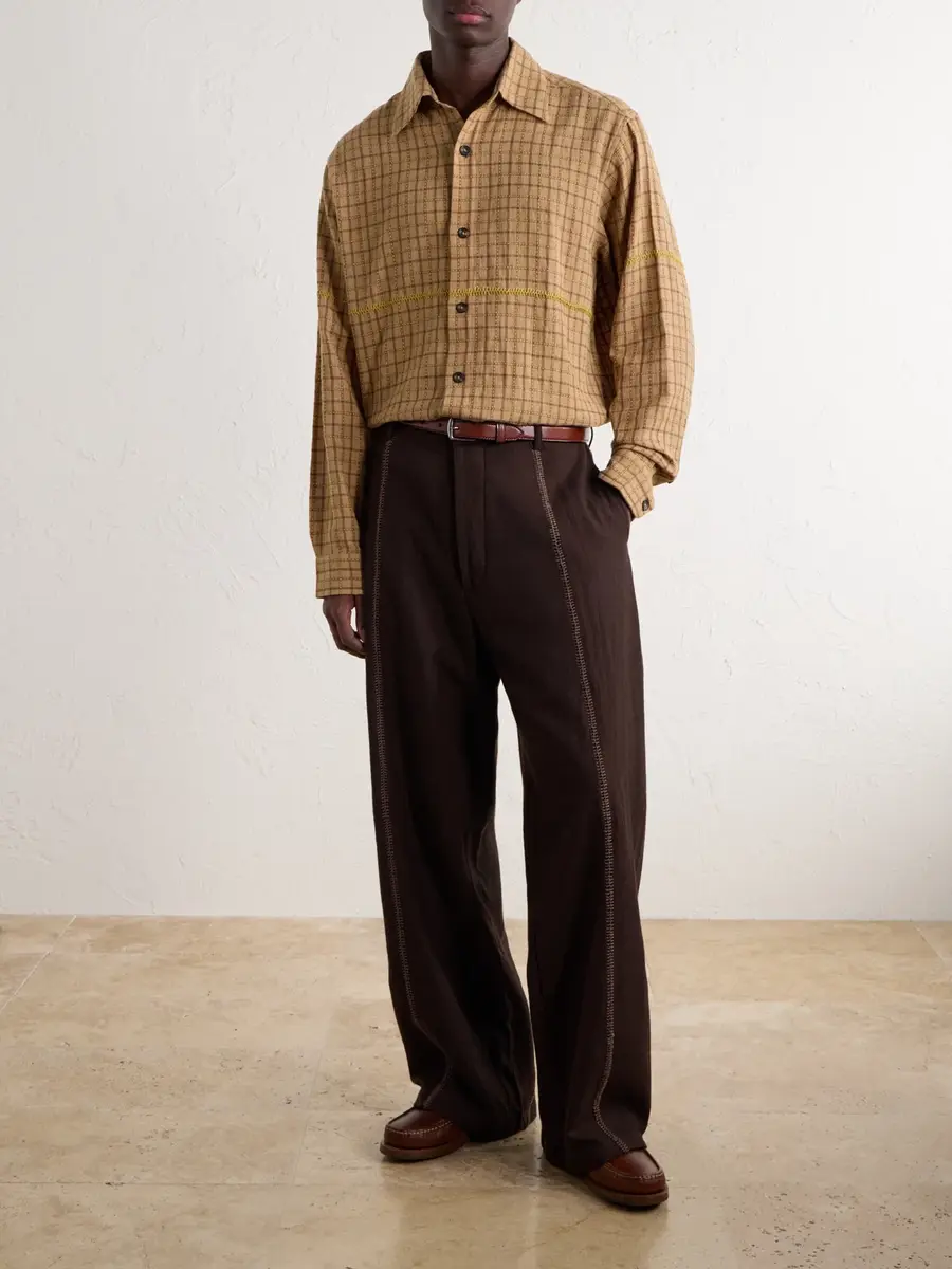 Kartik Research Rabari Embroidered Checked Handwoven Cotton Shirt - Men | Thumbnail 2 Kartik Research Rabari Embroidered Checked Handwoven Cotton Shirt - Men | Thumbnail 2