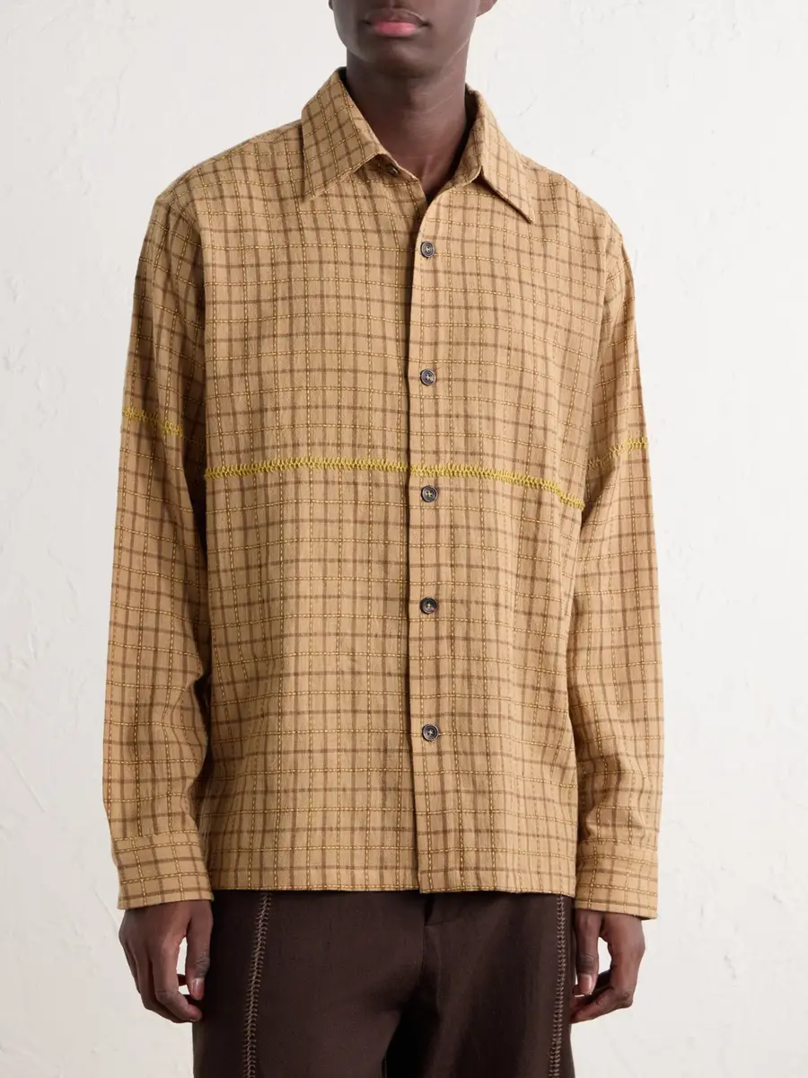 Kartik Research Rabari Embroidered Checked Handwoven Cotton Shirt - Men | Thumbnail 3 Kartik Research Rabari Embroidered Checked Handwoven Cotton Shirt - Men | Thumbnail 3