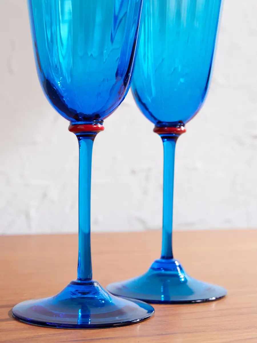 La DoubleJ Rainbow Set of Two Murano Glass Wine Glasses - Men | Thumbnail 3