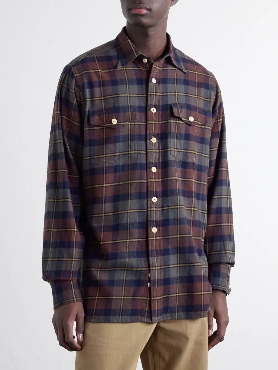 Drake's Brushed Checked Cotton-Flannel Shirt - Men | Thumbnail 3