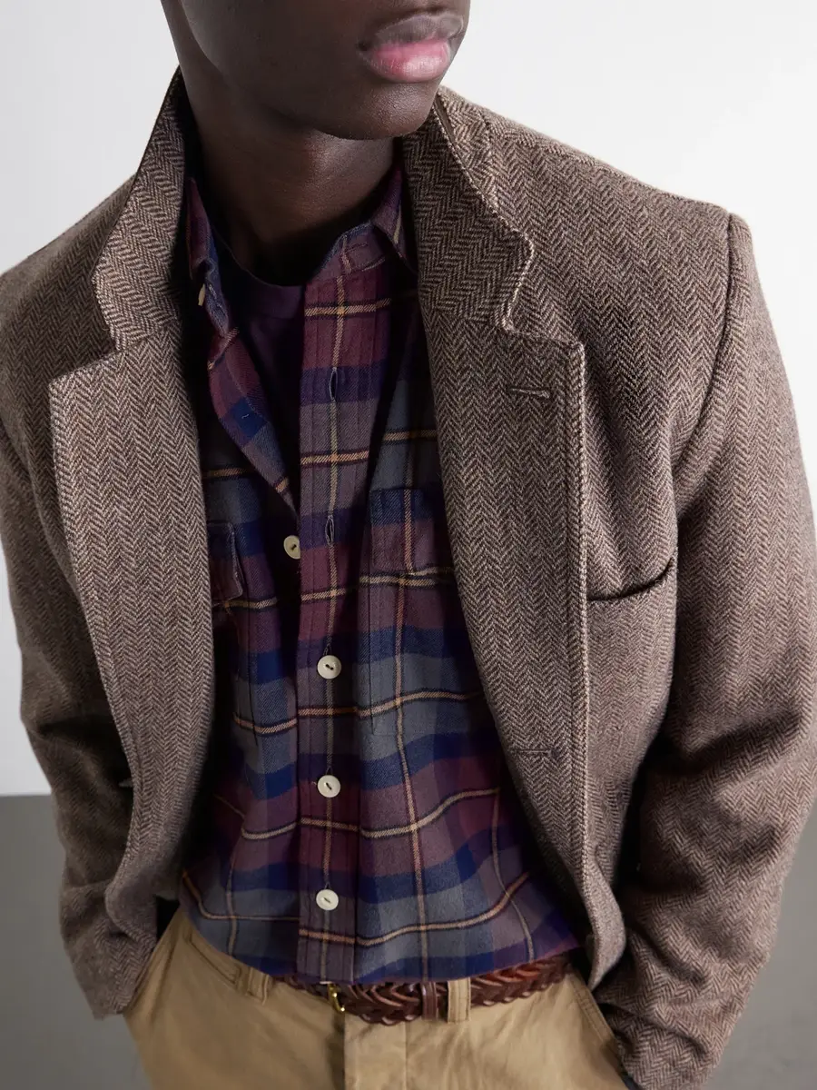 Drake's Brushed Checked Cotton-Flannel Shirt - Men | Thumbnail 5