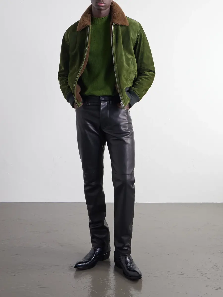 Tom Ford Shearling-Trimmed Suede Bomber Jacket - Men | Thumbnail 2 Tom Ford Shearling-Trimmed Suede Bomber Jacket - Men | Thumbnail 2