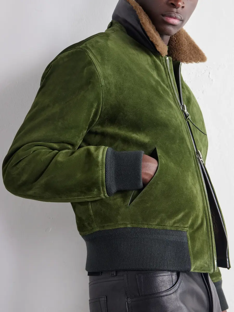 Tom Ford Shearling-Trimmed Suede Bomber Jacket - Men | Thumbnail 6 Tom Ford Shearling-Trimmed Suede Bomber Jacket - Men | Thumbnail 6