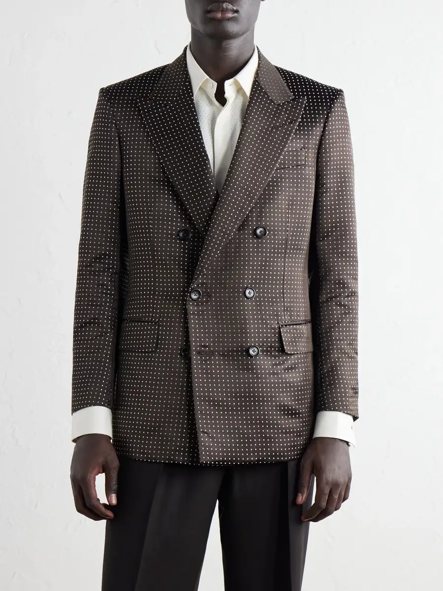 Tom Ford Double-Breasted Polka-Dot Silk-Satin Tuxedo Jacket - Men | Thumbnail 3