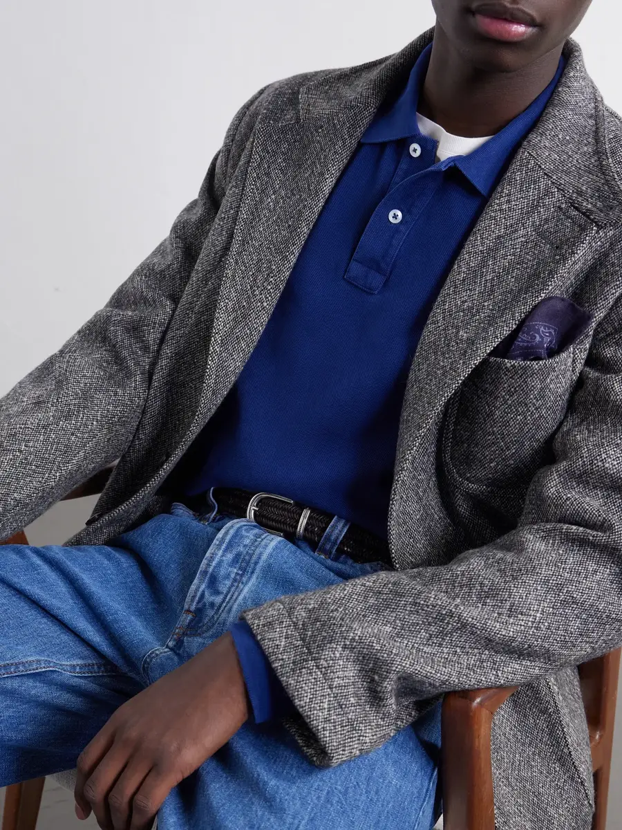 Drake's Indigo-Dyed Cotton-Piqué Polo Shirt - Men | Thumbnail 5 Drake's Indigo-Dyed Cotton-Piqué Polo Shirt - Men | Thumbnail 5