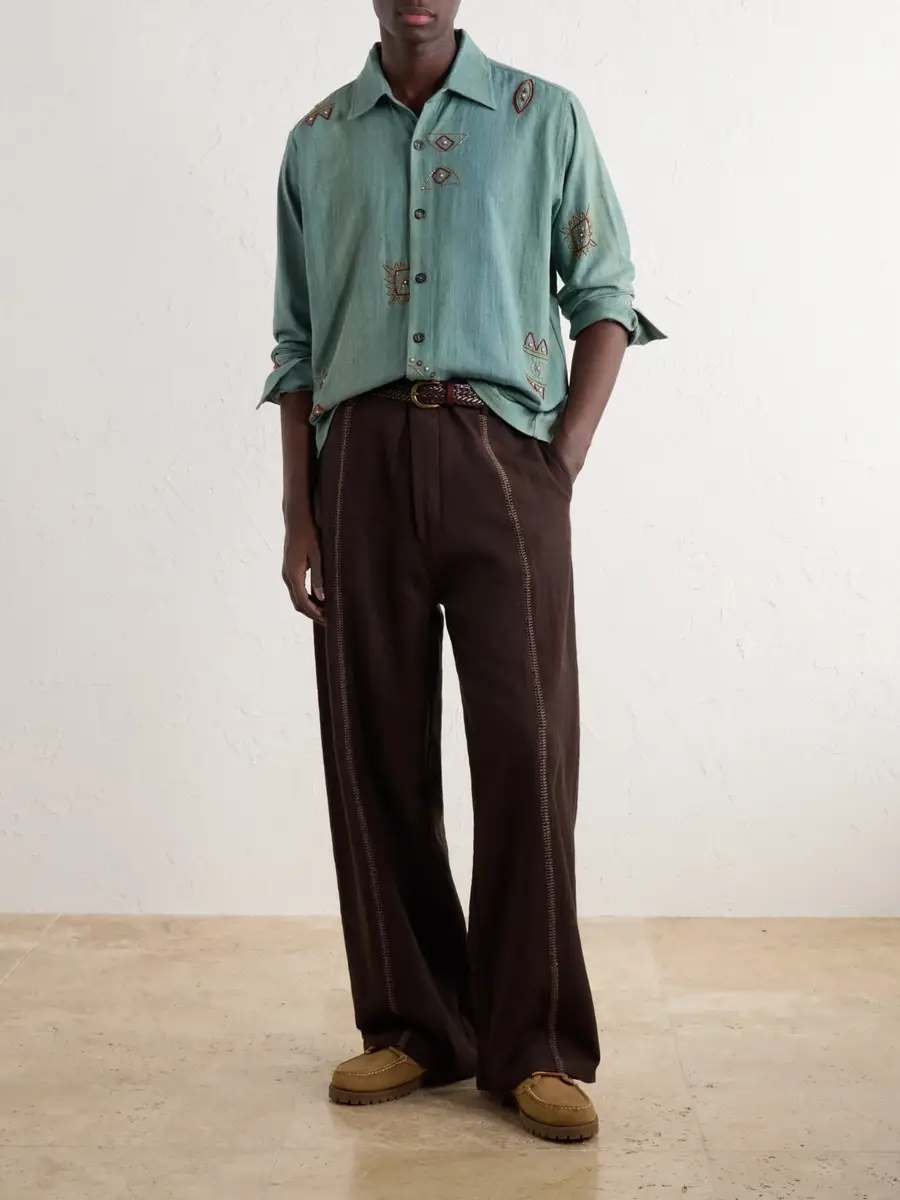 Kartik Research Box Bead-Embellished Handwoven Cotton Shirt - Men | Thumbnail 2