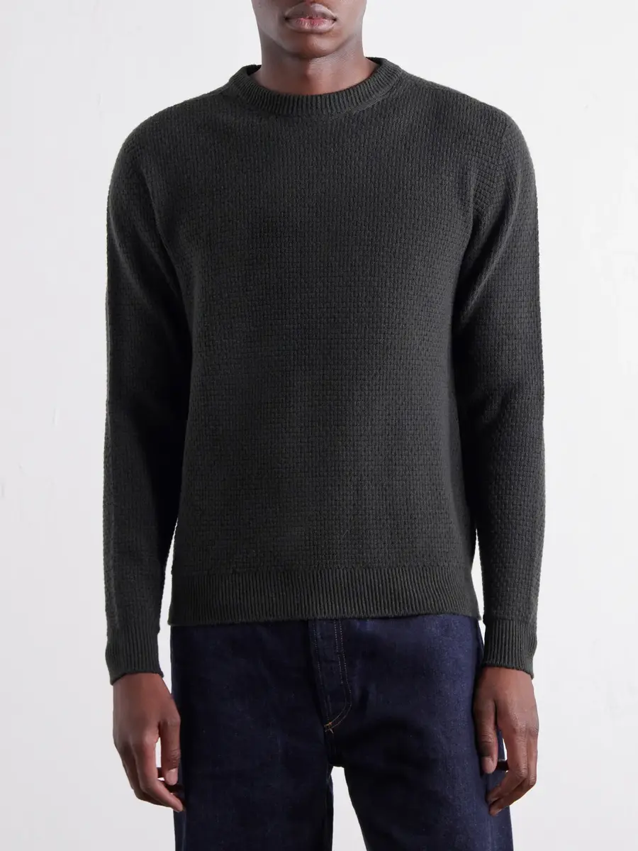 Inis Meáin Caoladóir Merino Wool and Cashmere-Blend Waffle Sweater - Men | Thumbnail 3