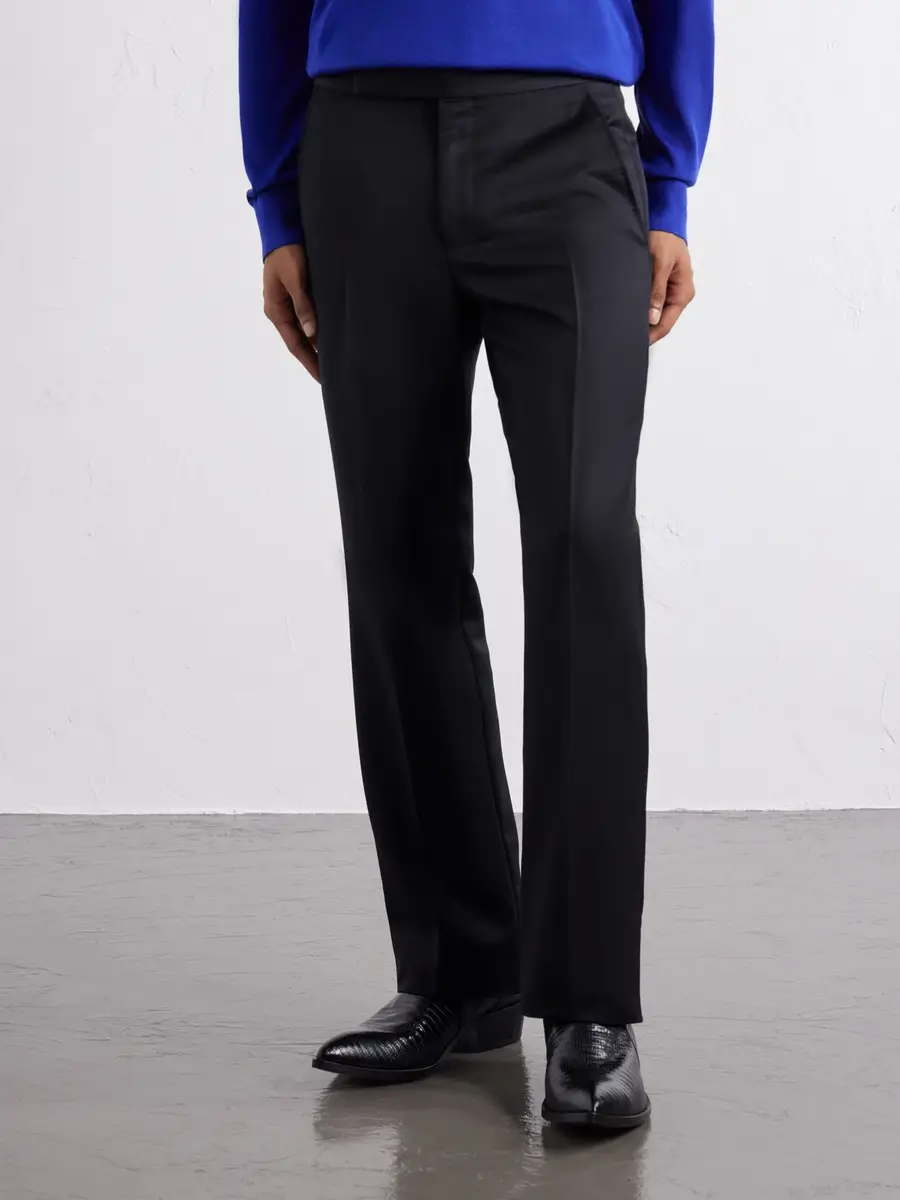 Tom Ford Wool-Blend Grain de Poudre Straight-Leg Trousers - Men | Thumbnail 3