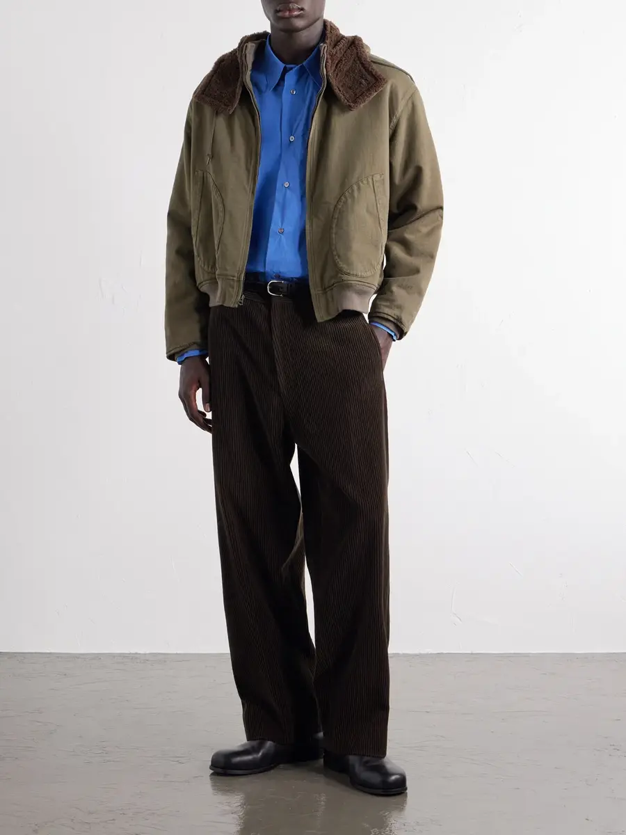 A.PRESSE Hooded Plush-Trimmed Cotton-Canvas Bomber Jacket - Men | Thumbnail 2 A.PRESSE Hooded Plush-Trimmed Cotton-Canvas Bomber Jacket - Men | Thumbnail 2