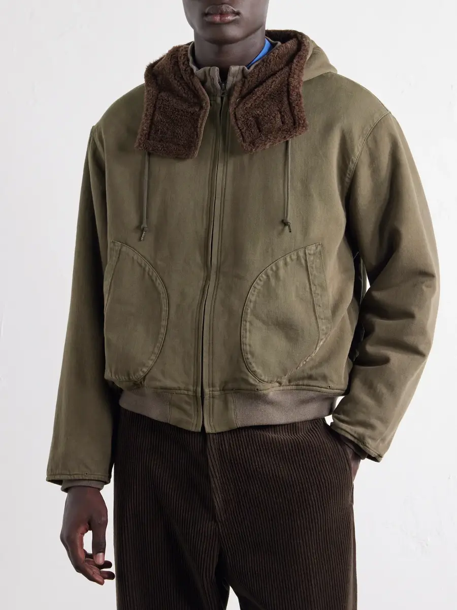A.PRESSE Hooded Plush-Trimmed Cotton-Canvas Bomber Jacket - Men | Thumbnail 3 A.PRESSE Hooded Plush-Trimmed Cotton-Canvas Bomber Jacket - Men | Thumbnail 3