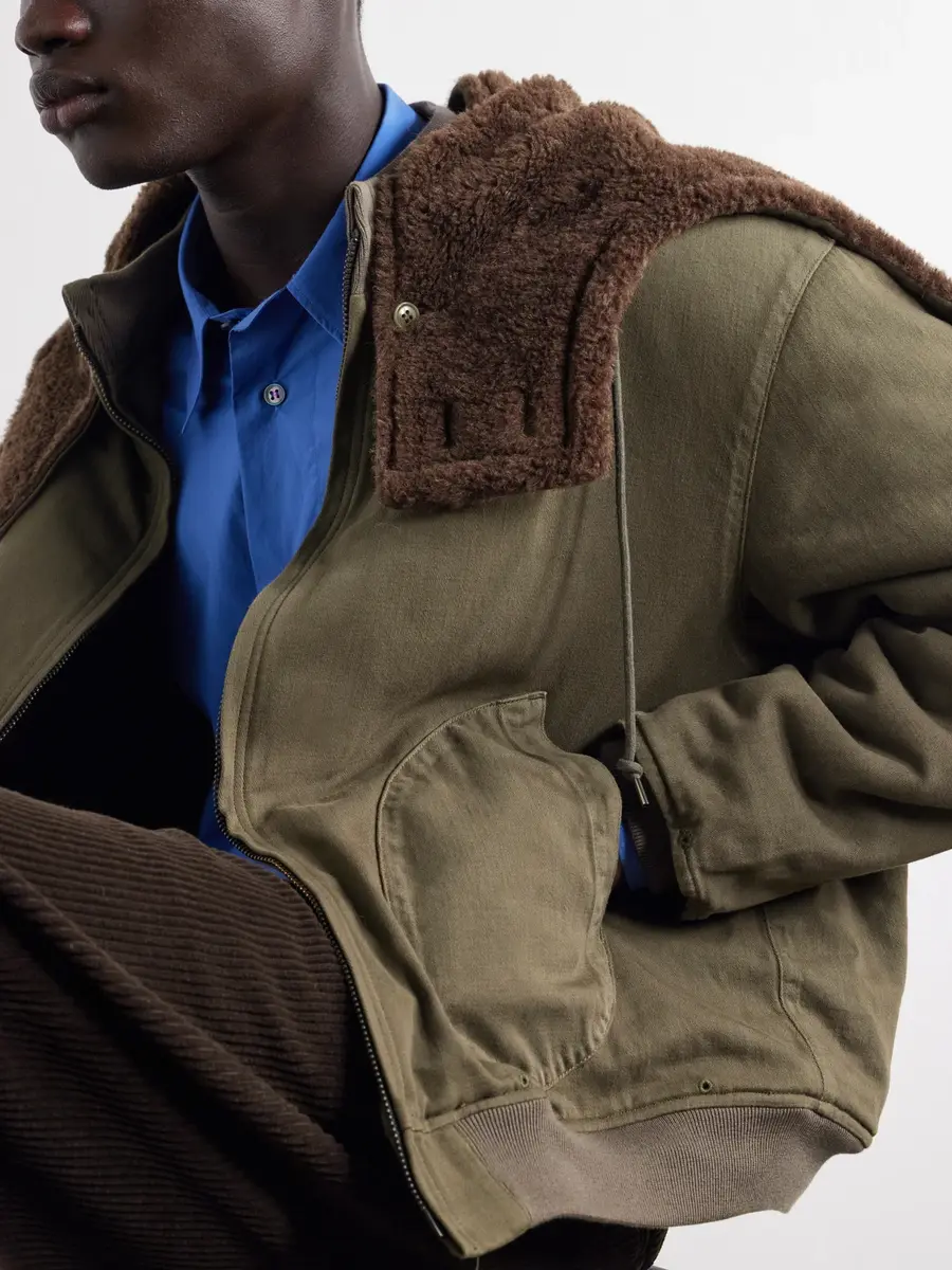 A.PRESSE Hooded Plush-Trimmed Cotton-Canvas Bomber Jacket - Men | Thumbnail 5 A.PRESSE Hooded Plush-Trimmed Cotton-Canvas Bomber Jacket - Men | Thumbnail 5