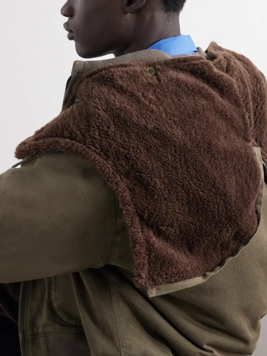 A.PRESSE Hooded Plush-Trimmed Cotton-Canvas Bomber Jacket - Men | Thumbnail 6 A.PRESSE Hooded Plush-Trimmed Cotton-Canvas Bomber Jacket - Men | Thumbnail 6