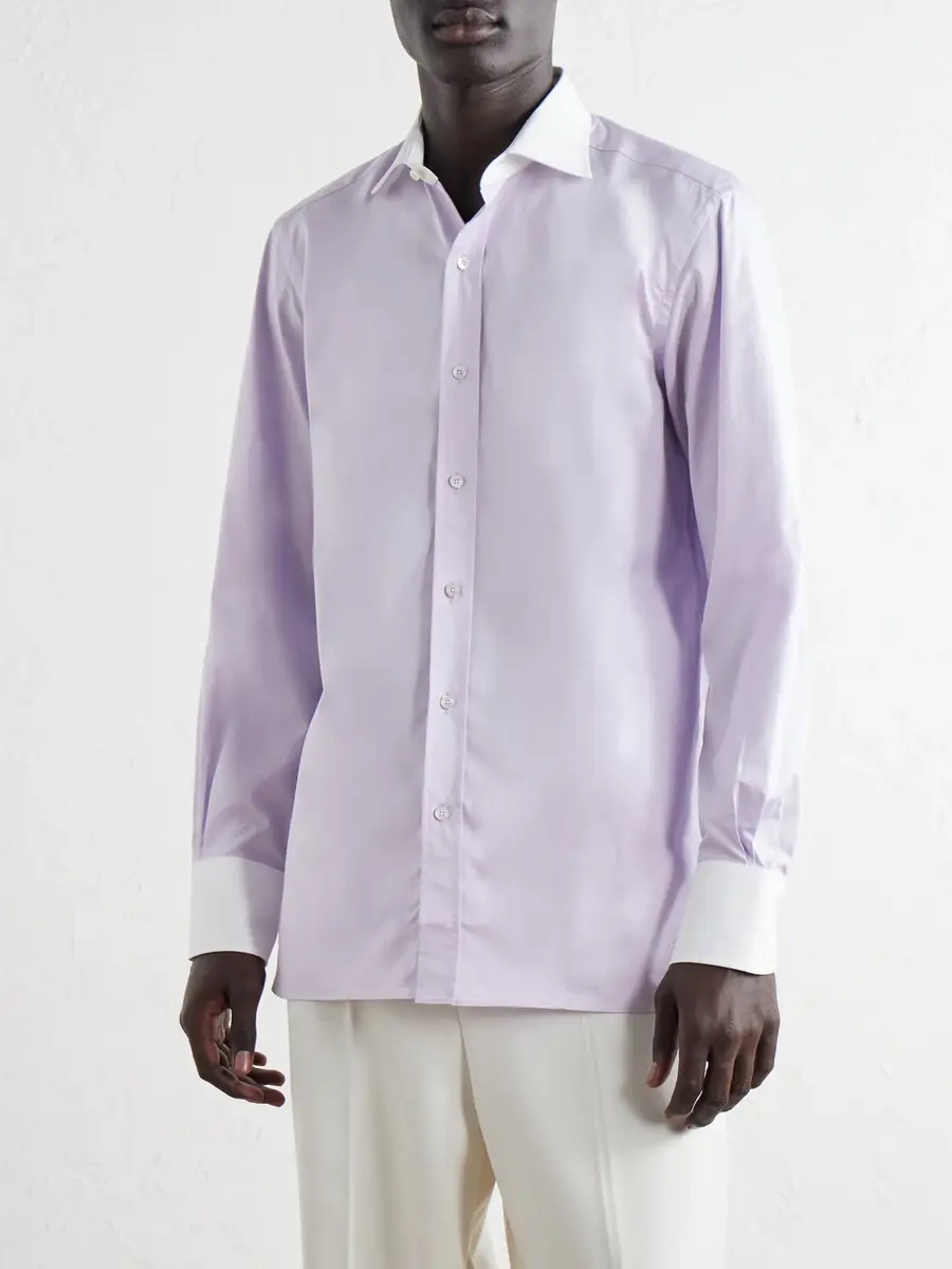 Tom Ford Spread-Collar Cotton-Gabardine Shirt - Men | Thumbnail 5 Tom Ford Spread-Collar Cotton-Gabardine Shirt - Men | Thumbnail 5