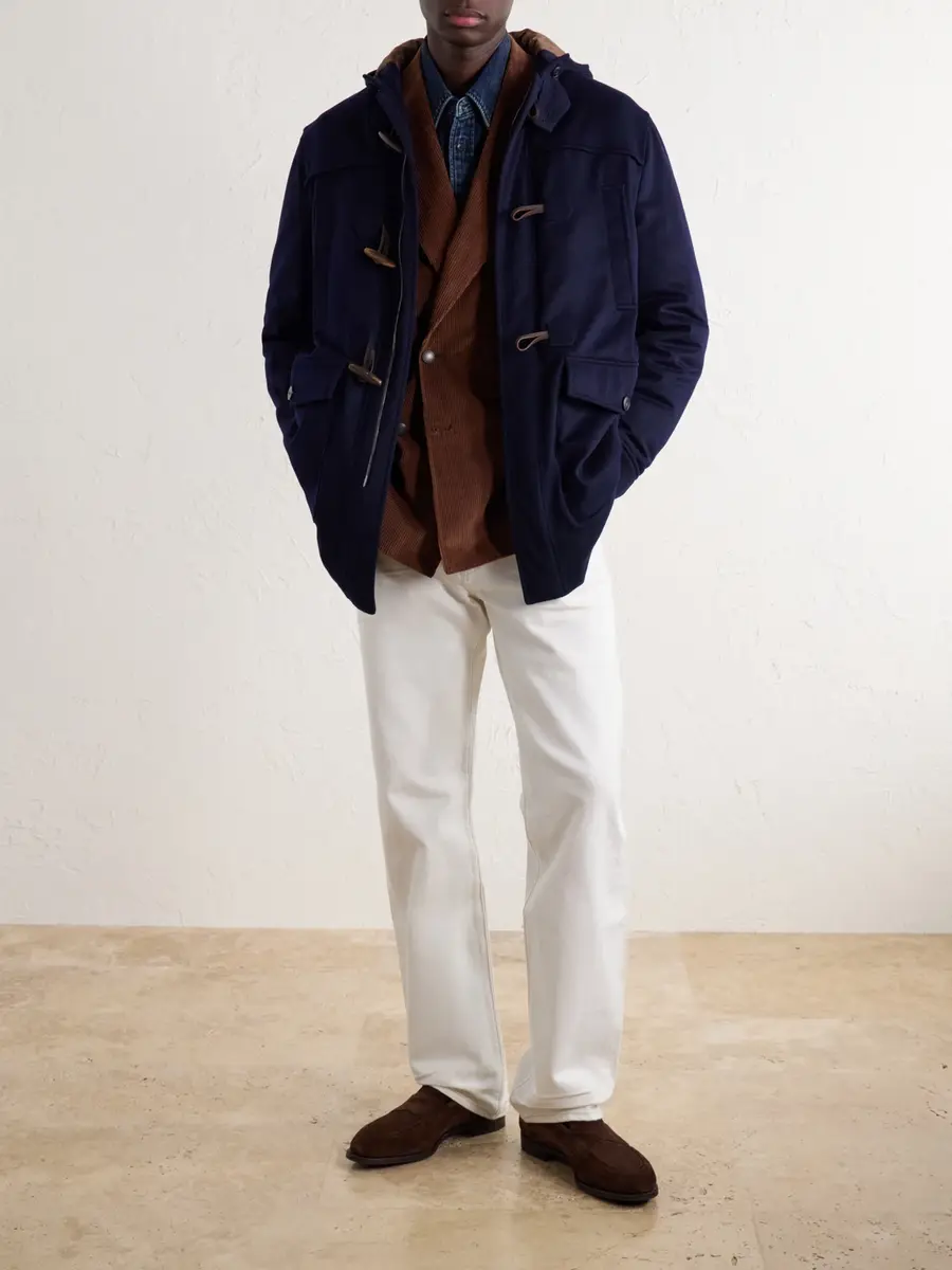 Canali Montgomery Hooded Leather-Trimmed Wool and Cashmere-Blend Padded Parka - Men | Thumbnail 2 Canali Montgomery Hooded Leather-Trimmed Wool and Cashmere-Blend Padded Parka - Men | Thumbnail 2