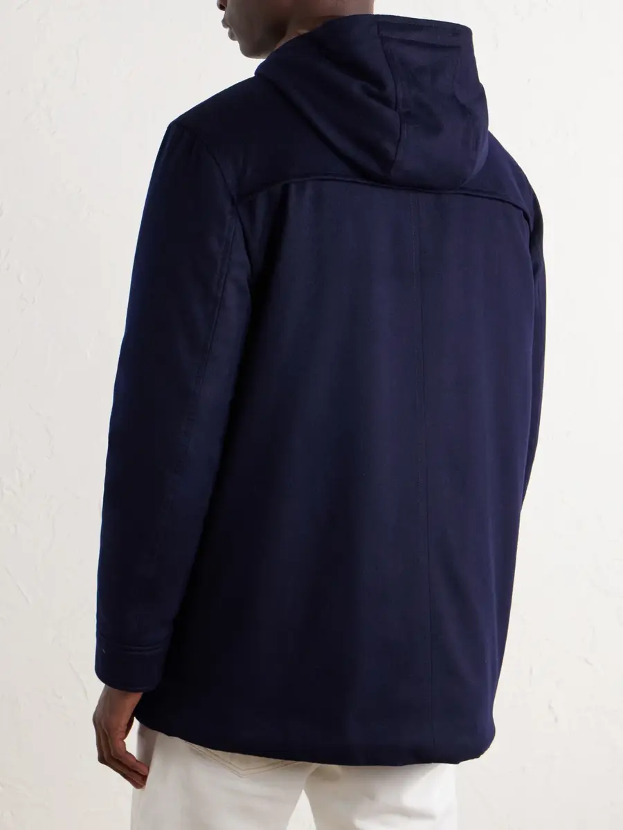 Canali Montgomery Hooded Leather-Trimmed Wool and Cashmere-Blend Padded Parka - Men | Thumbnail 4 Canali Montgomery Hooded Leather-Trimmed Wool and Cashmere-Blend Padded Parka - Men | Thumbnail 4