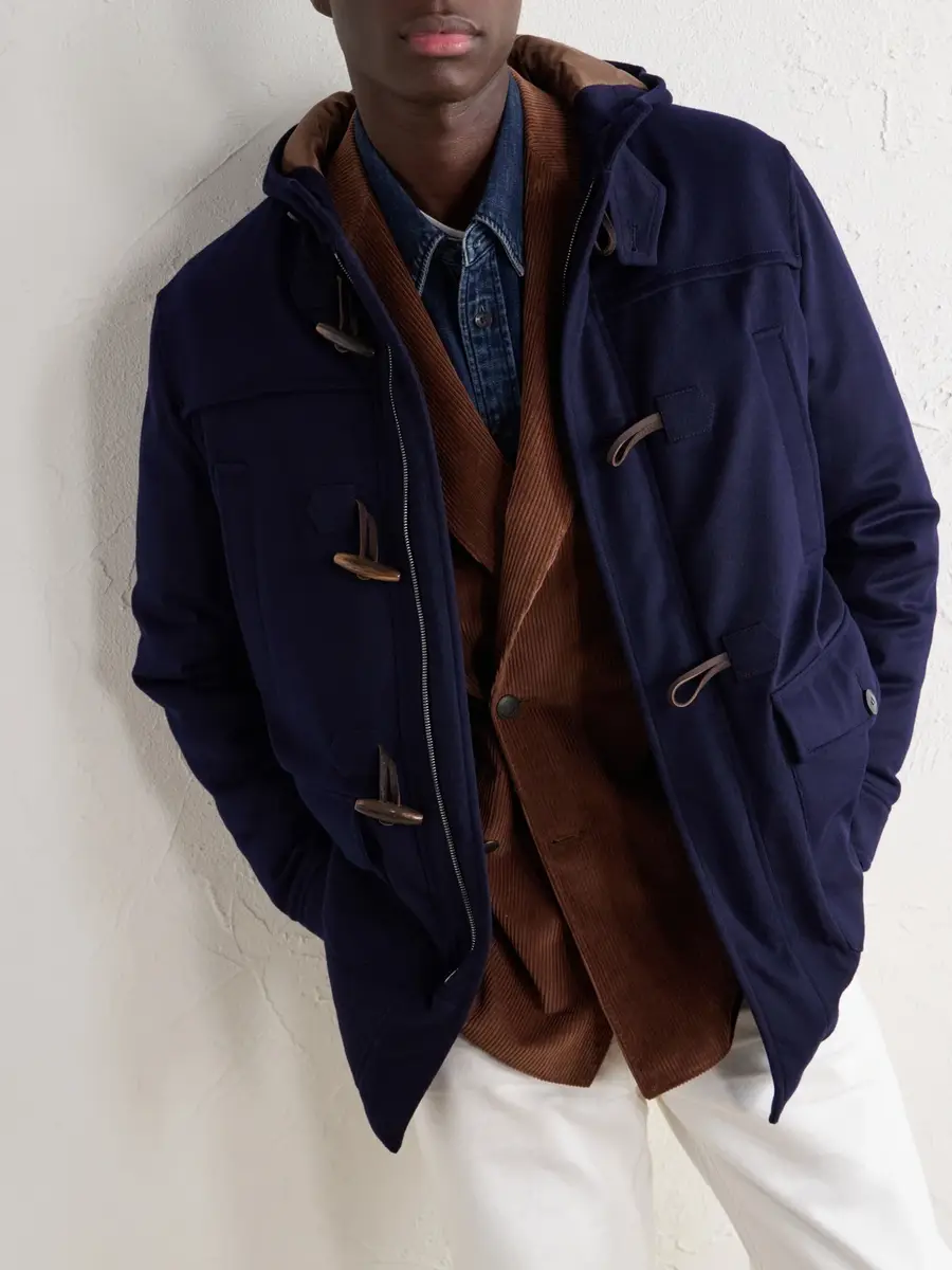Canali Montgomery Hooded Leather-Trimmed Wool and Cashmere-Blend Padded Parka - Men | Thumbnail 5 Canali Montgomery Hooded Leather-Trimmed Wool and Cashmere-Blend Padded Parka - Men | Thumbnail 5