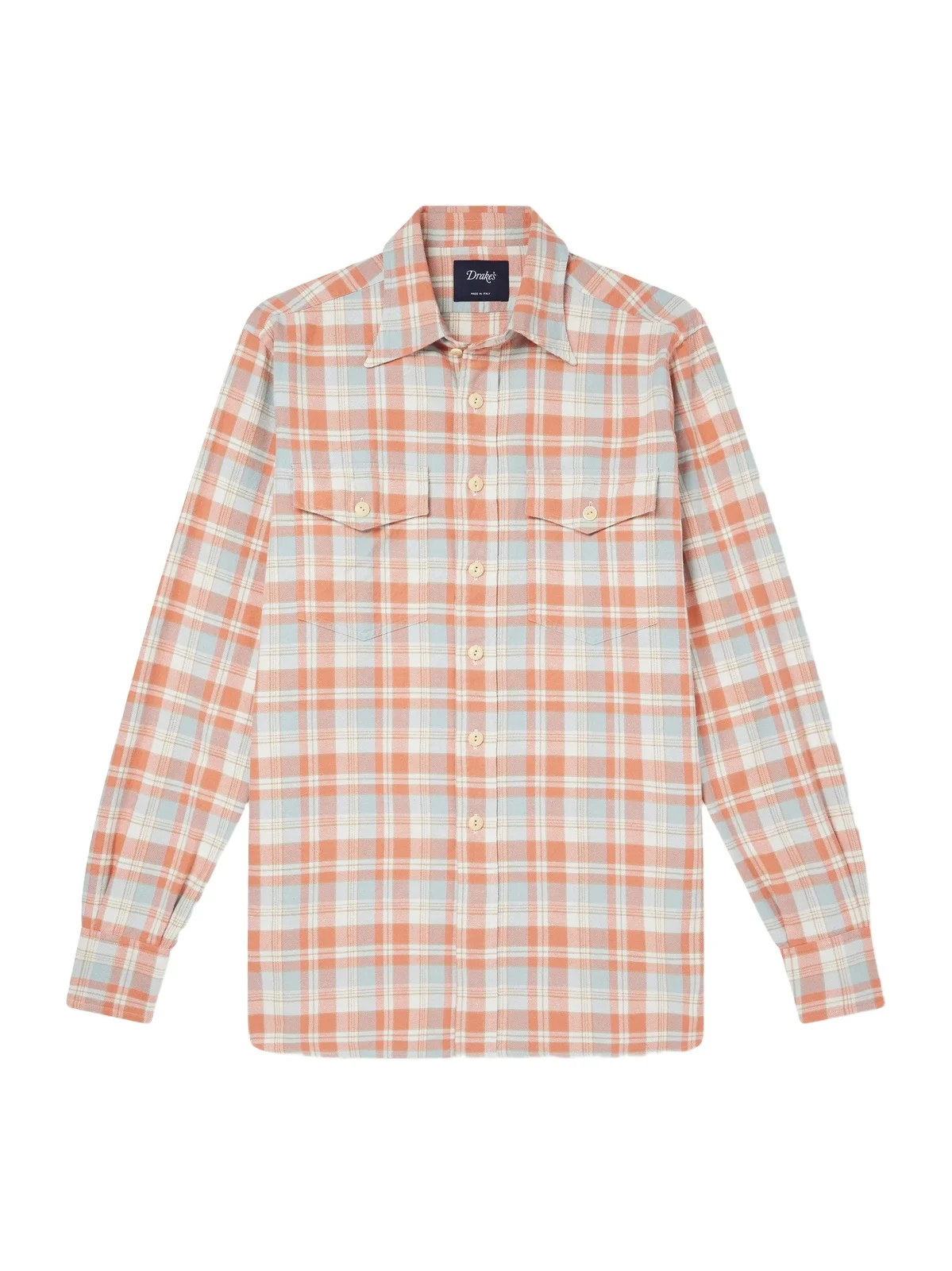 Drake's Checked Brushed Cotton-Flannel Shirt - Men