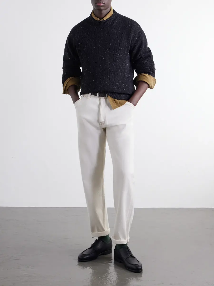 Drake's Donegal Mélange Wool, Silk and Cashmere-Blend Sweater - Men | Thumbnail 2 Drake's Donegal Mélange Wool, Silk and Cashmere-Blend Sweater - Men | Thumbnail 2