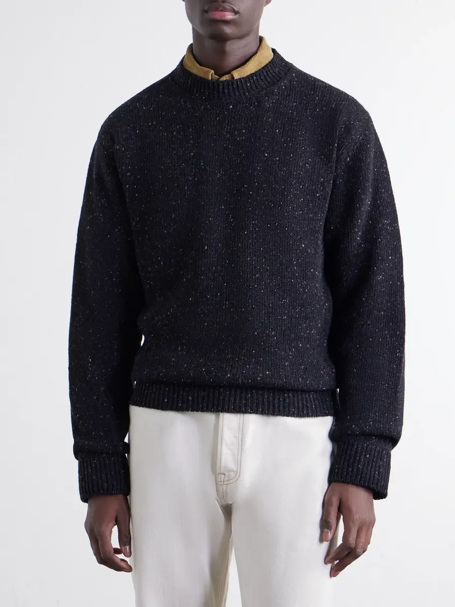 Drake's Donegal Mélange Wool, Silk and Cashmere-Blend Sweater - Men | Thumbnail 3 Drake's Donegal Mélange Wool, Silk and Cashmere-Blend Sweater - Men | Thumbnail 3