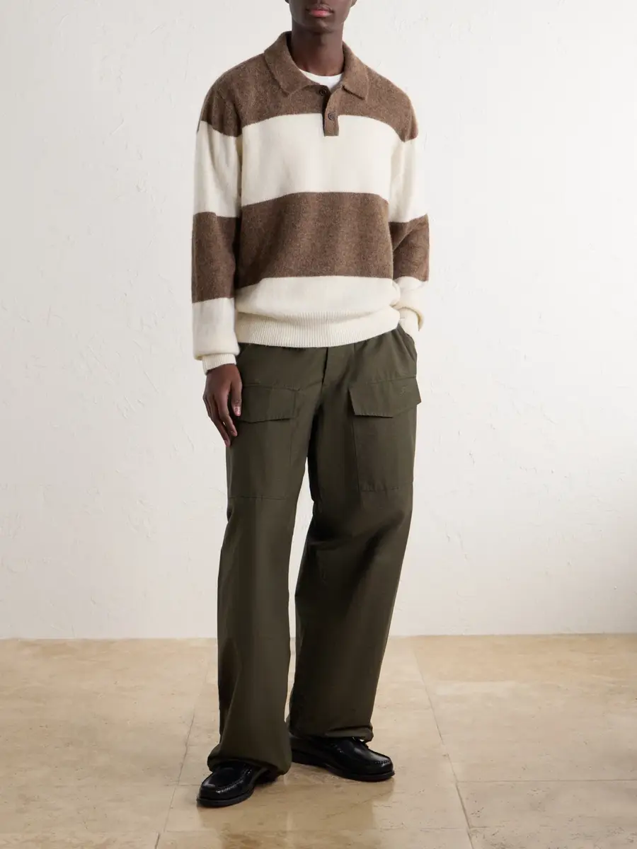 Corridor Striped Brushed Alpaca-Blend Polo Sweater - Men | Thumbnail 2 Corridor Striped Brushed Alpaca-Blend Polo Sweater - Men | Thumbnail 2