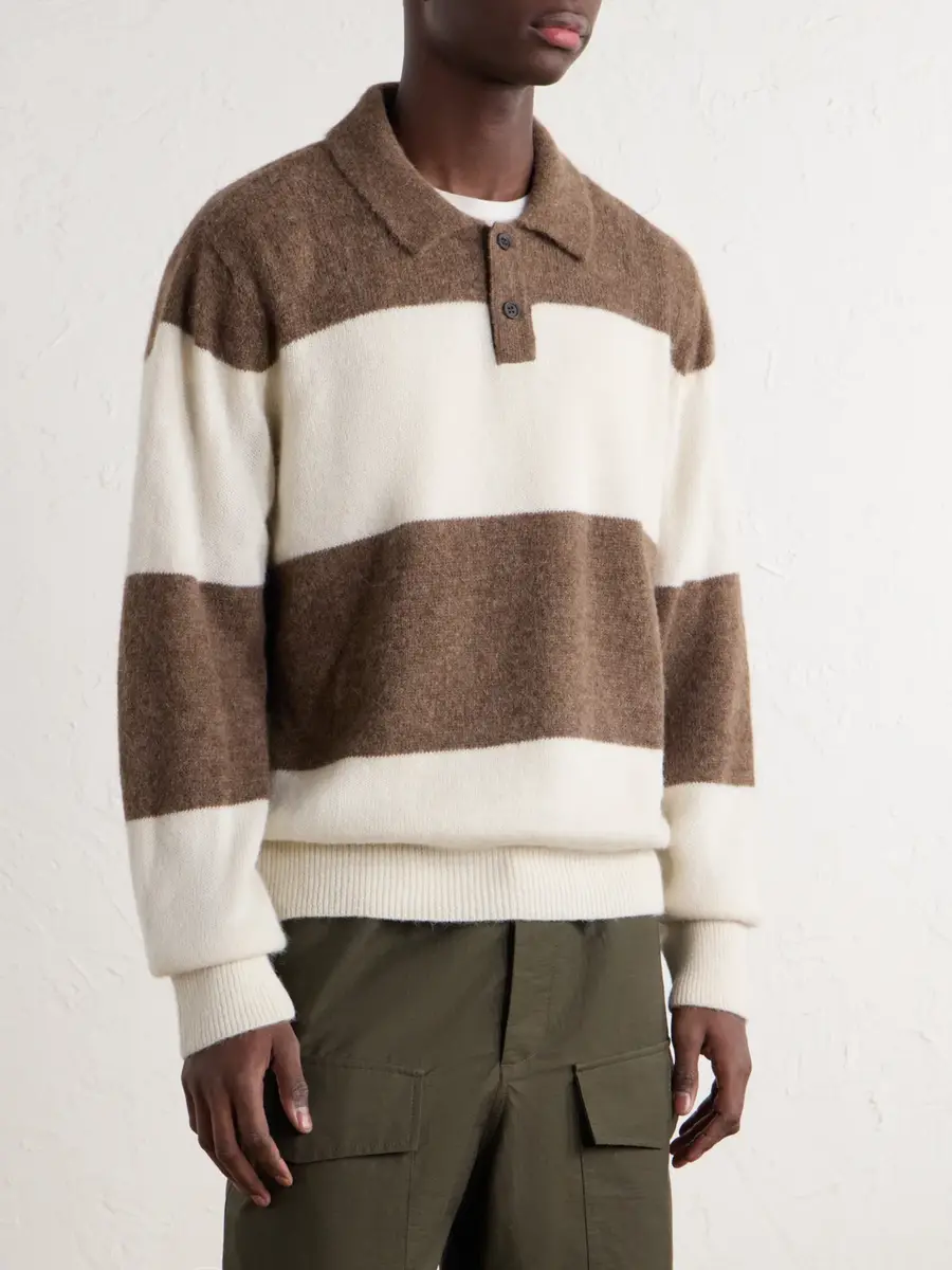 Corridor Striped Brushed Alpaca-Blend Polo Sweater - Men | Thumbnail 3 Corridor Striped Brushed Alpaca-Blend Polo Sweater - Men | Thumbnail 3