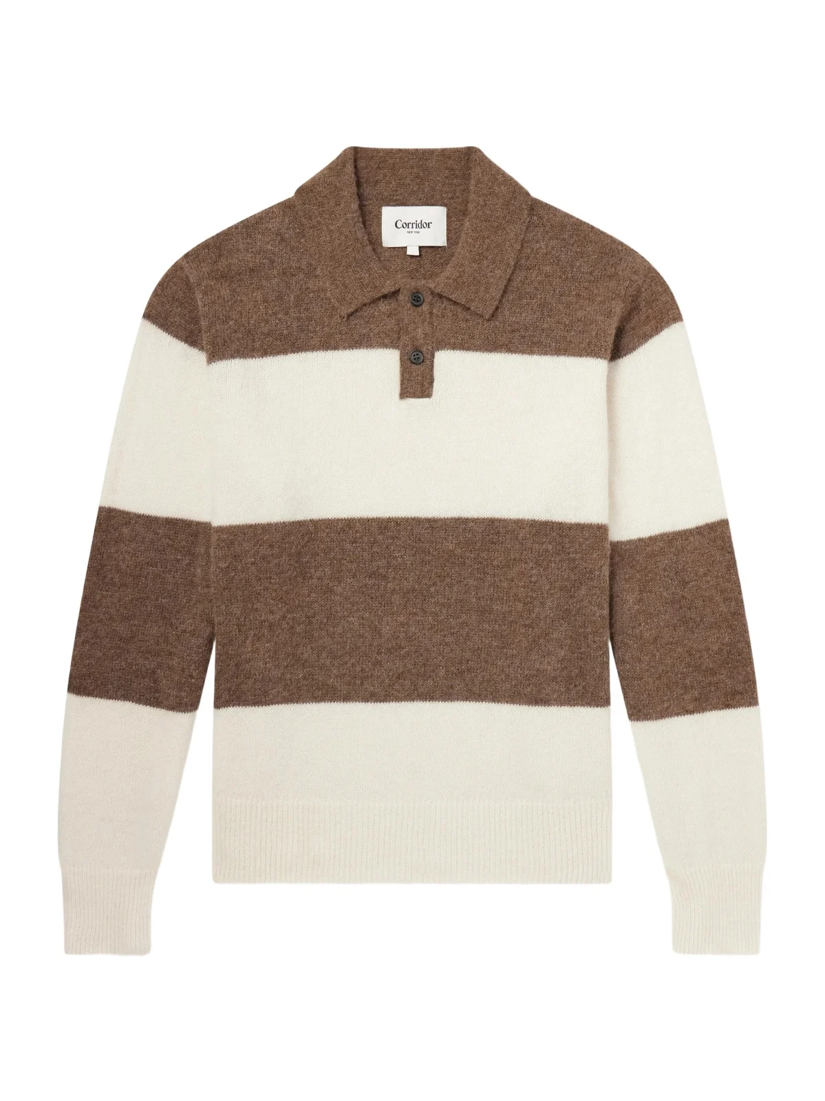 Corridor Striped Brushed Alpaca-Blend Polo Sweater - Men