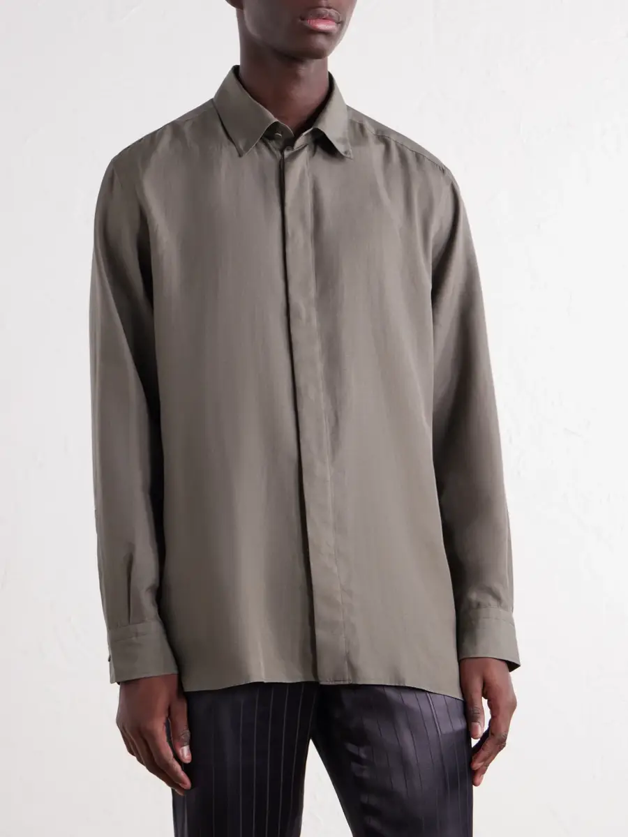 Tom Ford Cotton and Silk-Blend Twill Shirt - Men | Thumbnail 3