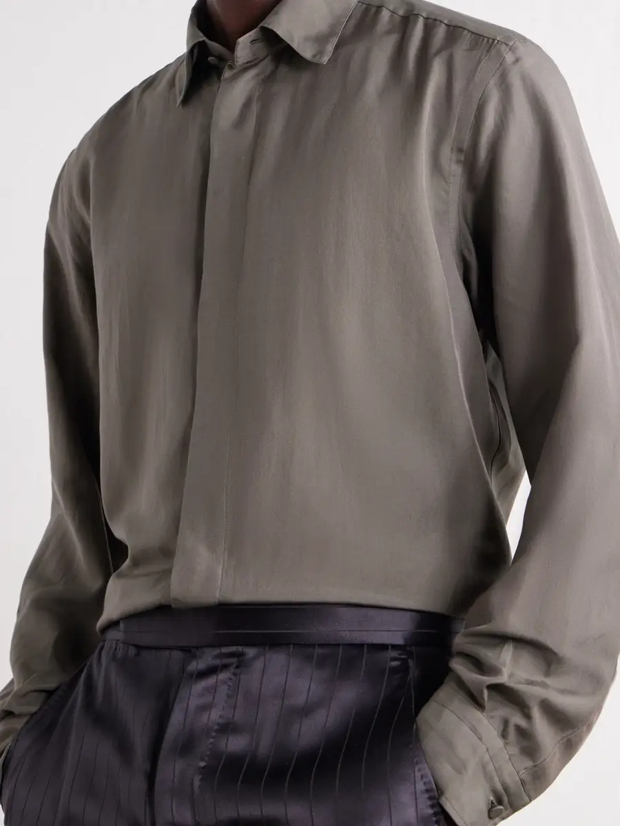Tom Ford Cotton and Silk-Blend Twill Shirt - Men | Thumbnail 5